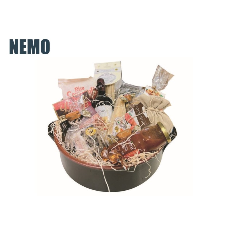 CESTO NATALIZIO CASSERUOLA  2 MANICI  TERRACOTTA CM 28 "NEMO" DA 55   1 PZ