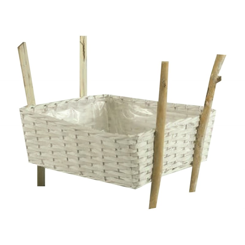 Cesto Vimini Bianco Con Piedi 34x34x12 1 Pz