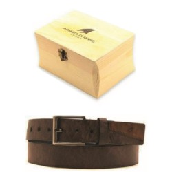 CINTURA UOMO PELLE TABACCO  IN BOX DI LEGNO ART.2001/35  1 PZ