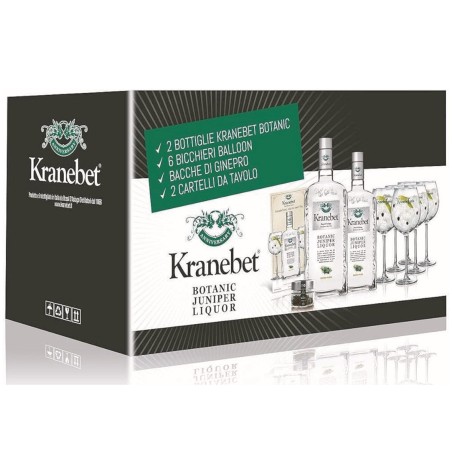 Confezione Speciale Gin Kranebet Liquore di Ginepro Botanico 2 Bott + Bicc 70 cl 1 pz