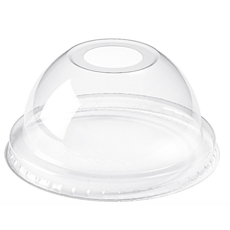 Coperchio Dome c/foro in pet trasparente per bicchiere 250/300 ml 50 pz