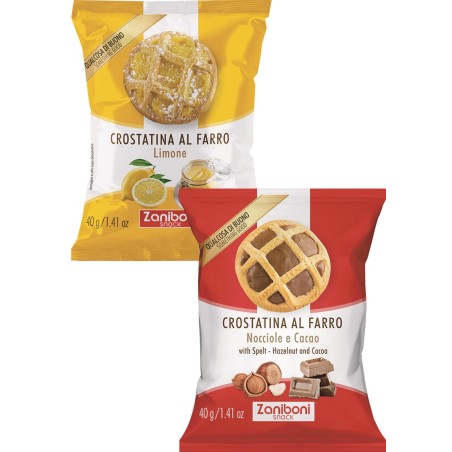 Crostatina ass. farro/ limone e farro/cacao 40 gr x 26 pz
