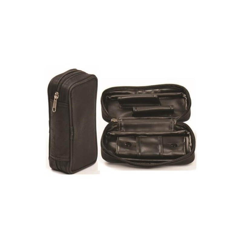 Custodia per pipa con portatabacco  in pelle nera  art.5558000 1 pz
