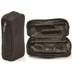 Custodia per pipa con portatabacco  in pelle nera  art.5558000 1 pz