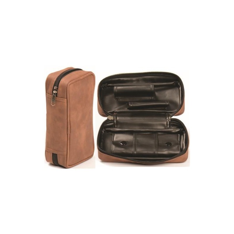 Custodia per pipa con portatabacco in pelle marrone  art.5558001 1 pz
