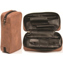 Custodia per pipa con portatabacco in pelle marrone  art.5558001 1 pz