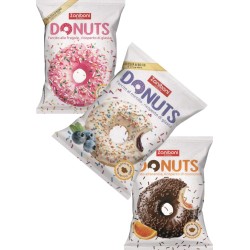 Donut assortito fragola + cioccolato.arancia+ mirtillo  60 gr x 18 pz