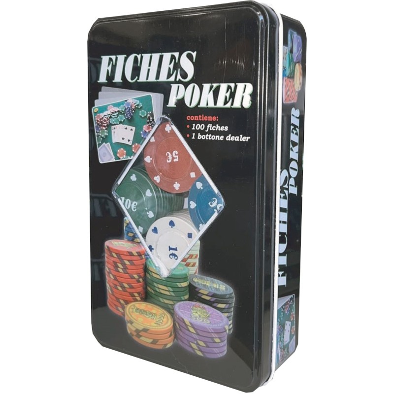 Fiches ass. da 100 pz  in scatola di metallo  art.2018069  1 pz