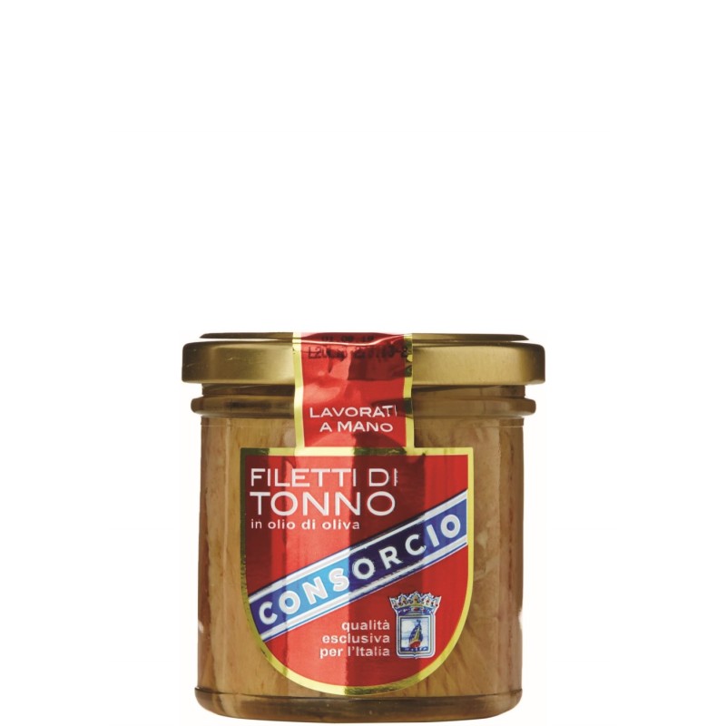 FILETTI DI TONNO ALL'OLIO D'OLIVA IN VETRO CONSORCIO 150/105 GR 1 PZ
