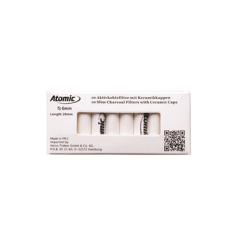 Filtri per pipa atomic cartone con tappi di ceramica  con carboni attivi 19 pz