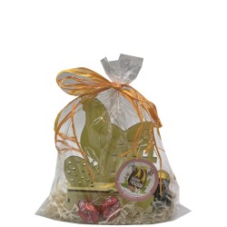 GALLINA LEGNO LED 12 CM + DOLCEZZE PASQUALI  50 GR 1 PZ