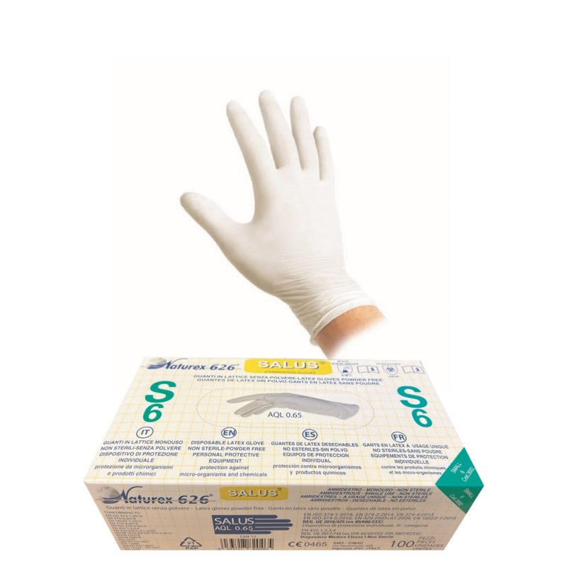 Guanti in lattice s/polvere  art.3002 tg s-6 100 pz