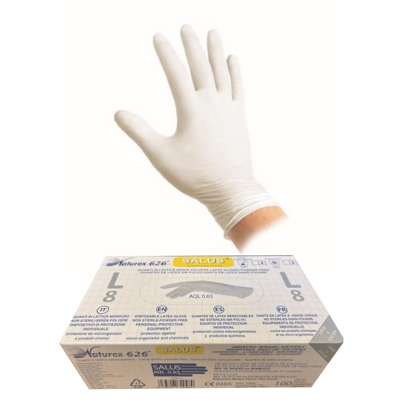Guanti in lattice s/polvere  art.3004 tg l-8  100 pz