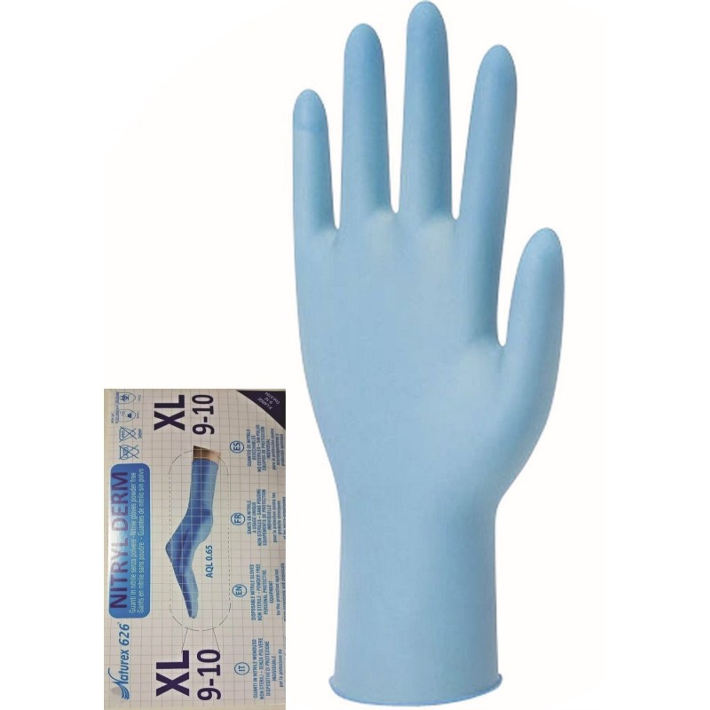 Guanti in nitrile s/polvere  blu art.5704 tg xl 9-10 100 pz