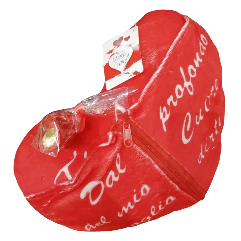PELUCHE CUORE  CON ZIP CM 25+ 5 CIOCCOLATINI ASSORTITI 1 PZ
