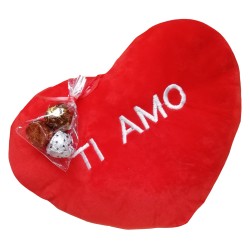 PELUCHE CUORE  TI AMO CM 60 +5 CIOCCOLATINI ASSORTITI   1 PZ