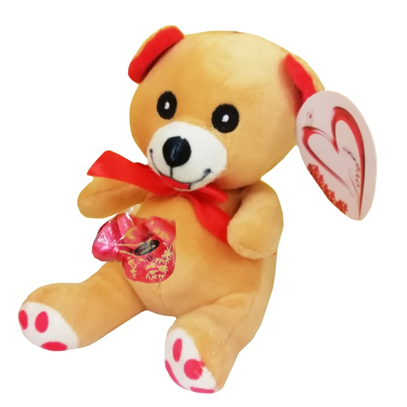 PELUCHE ORSO CM 14 + 5 CIOCCOLATINI ASSORTITI  1 PZ