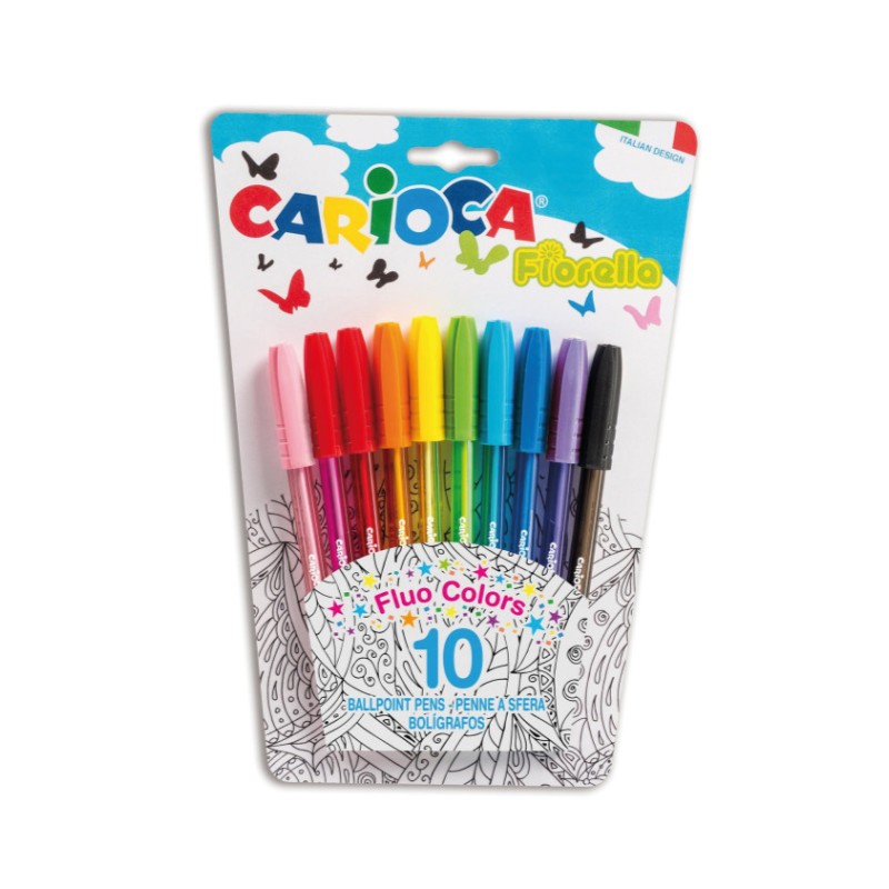 PENNE A SFERA FLUO COLORS FIORELLA BLISTER DA 10  ART.42775 1 PZ