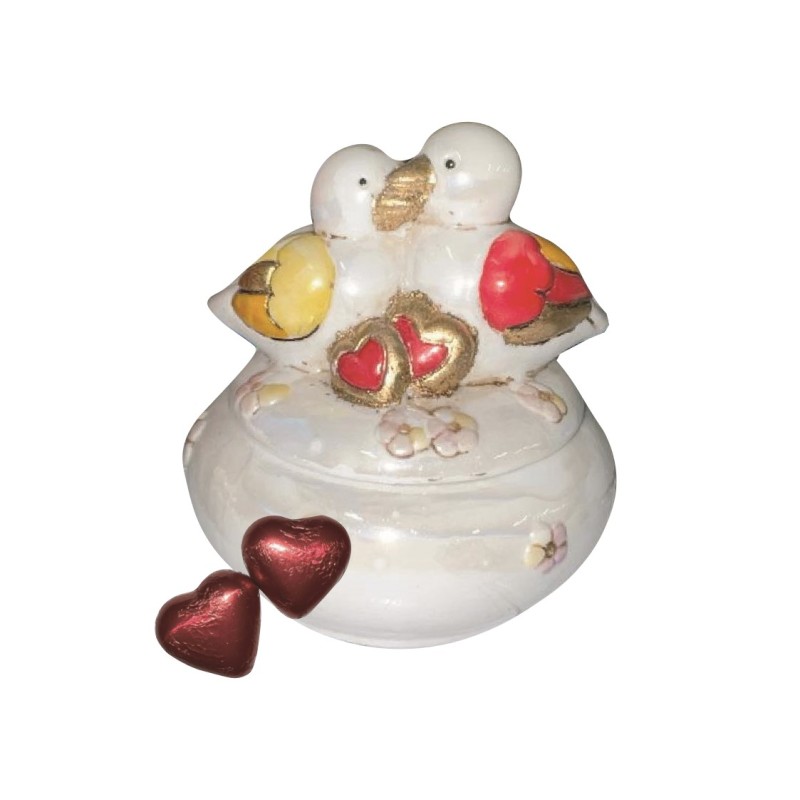 Porta Dolcezze c/Coperchio + 2 Cuori di Cioccolato 1 pz