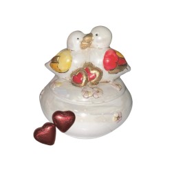 Porta Dolcezze c/Coperchio + 2 Cuori di Cioccolato 1 pz