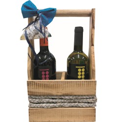 PORTABOTTIGLIA 2 POSTI IN LEGNO PER PAPA'+ 3 CIOCCOLATINI  1 PZ