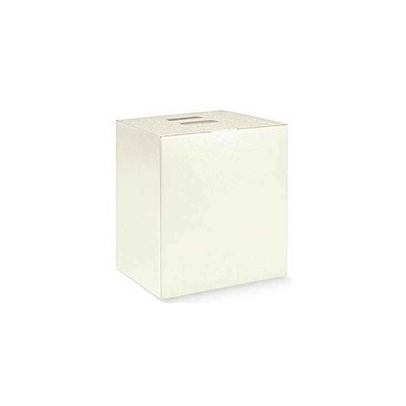 Scatola cubo sfere bianche 25,5x19x34 art.36353  1 pz