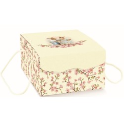 Scatola segreto fiori di pesco con cordini per colomba  33.5x23.5x14 art.36163 1 pz
