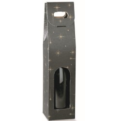 SCATOLA VINO CON STELLE  1 BOTTIGLIA C/FINESTRA  9X9X38,5 ART.38913 1 pz