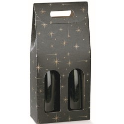 SCATOLA VINO CON STELLE  2 BOTTIGLIA C/FINESTRA  180X90X385 ART.38914 1 pz