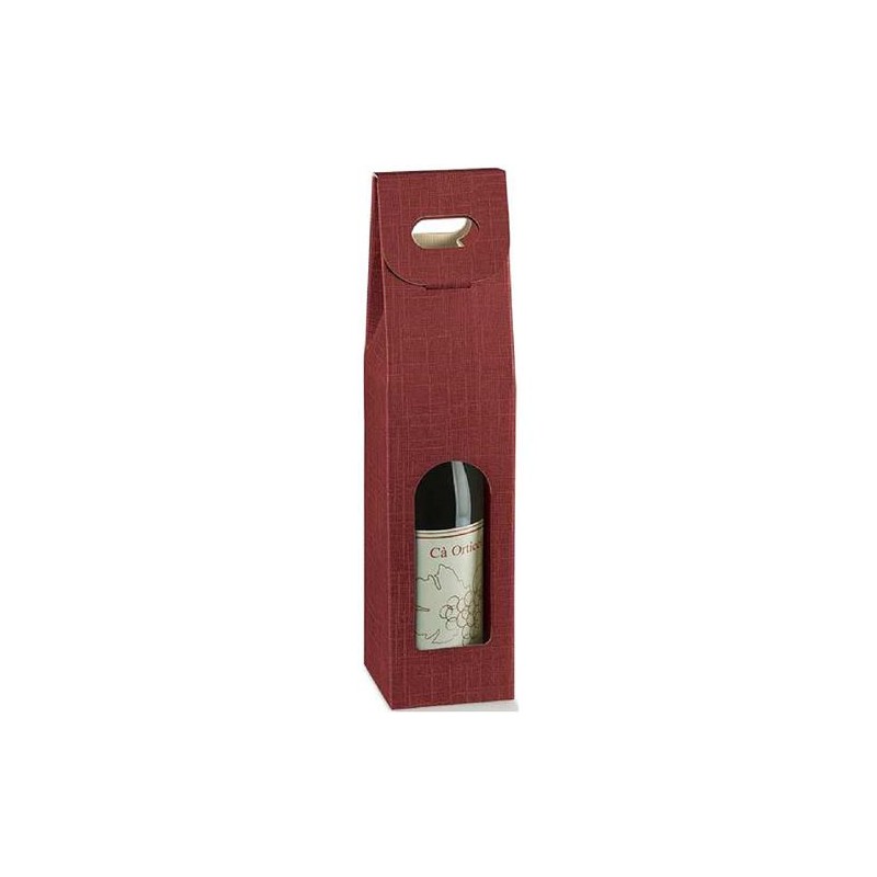 Scatola vino seta bordo' 1 bottiglia c/ finestra 9x9x38,5 art.35348 1 pz