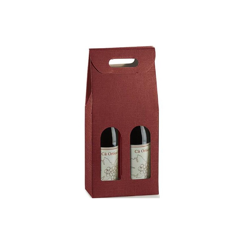 Scatola vino seta bordo' 2 bottiglie c/ finestra 18x9x38,5 art.36108 1 pz