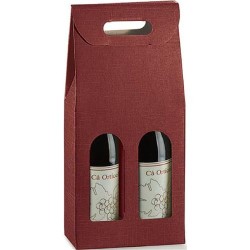 Scatola vino seta bordo' 2 bottiglie c/ finestra 18x9x38,5 art.36108 1 pz