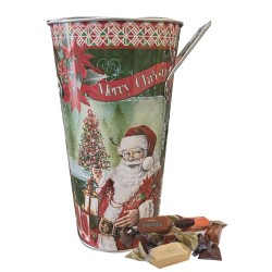 SECCHIELLO C/MANICO IN  LATTA NATALE 22 CM +CIOCCOLATINI ASSORTITI  100 GR 1 PZ