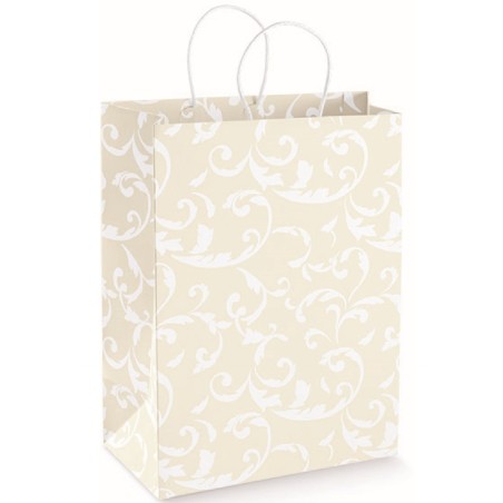 Shopper c/cordino damascato avorio 31x12x38 art.36022   10 pz