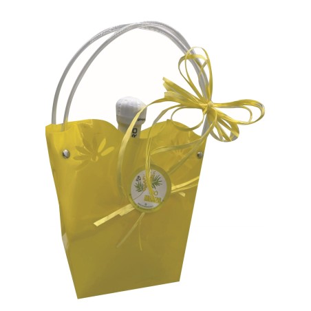 SHOPPER CON BABY SANTERO GIALLO + 3 CIOCCOLATINI  1 PZ
