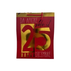 Shopper con cordino 'da aprire solo il 25'  art.6281 l 33x26x13.5 1 pz