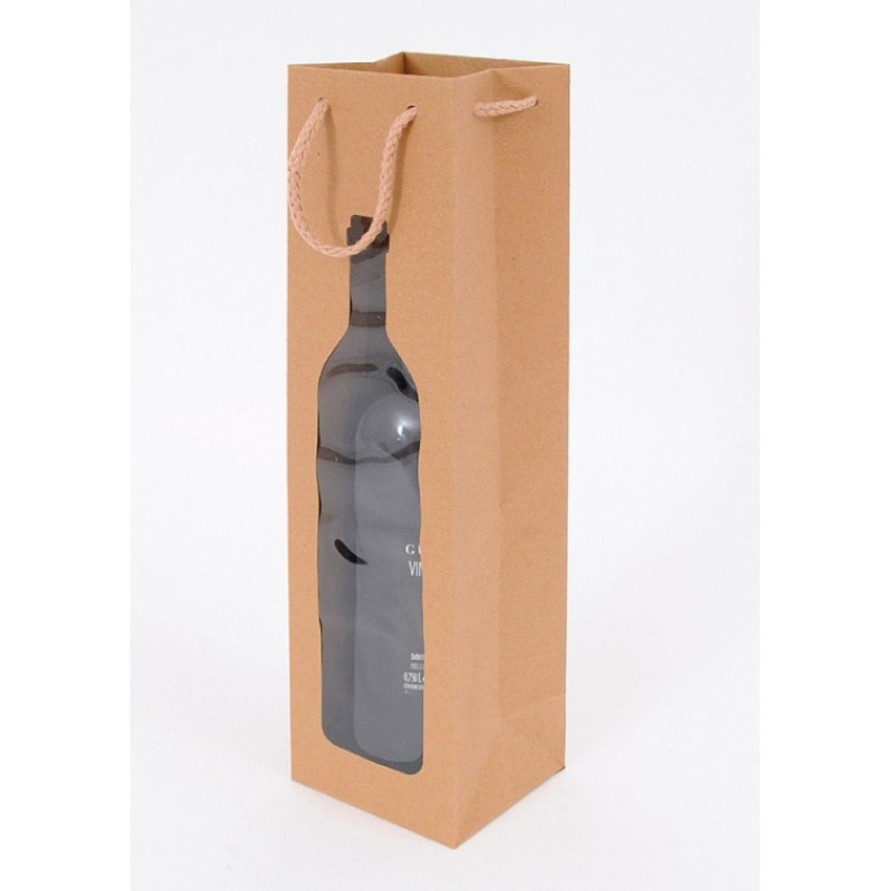 SHOPPER VINO C/CORDONCINO CARTA KRAFT NATURE 9X37X8.5 art.uy505 12 pz