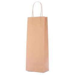 Shopper vino manico ritorto in carta avana kraft  15x9x33  25 pz