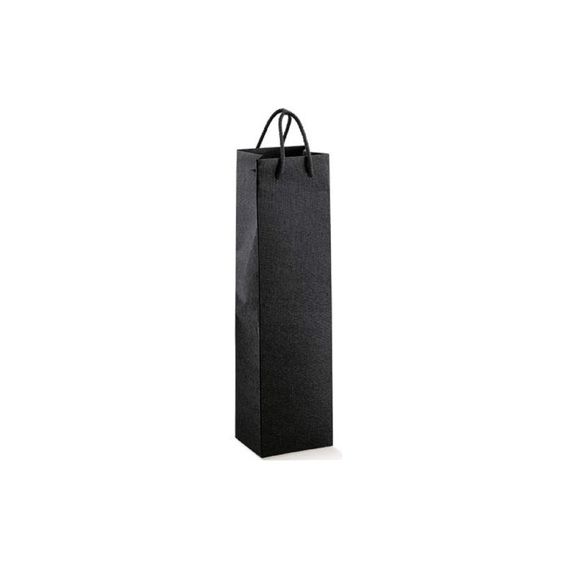Shopper vino seta nero 1 bottiglia 9,5x9,5x38 art.17125 1 pz