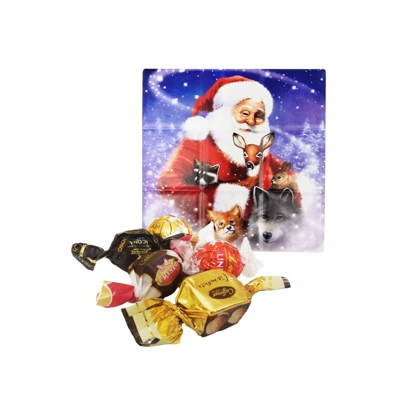 SOTTOPENTOLA NATALIZIA 11X11 + CIOCCOLATINI ASSORTITI 50 GR   1 PZ