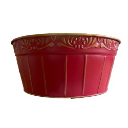 Sottovaso Natalizio in Latta Rosso con decoro rosso cm 25 h 11  1 pz