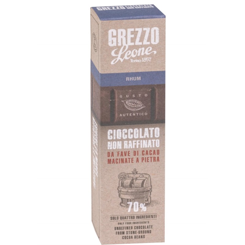 STECCA  DI CIOCCOLATO GREZZO FONDENTE 70% GUSTO RHUM  40 GR  1 PZ