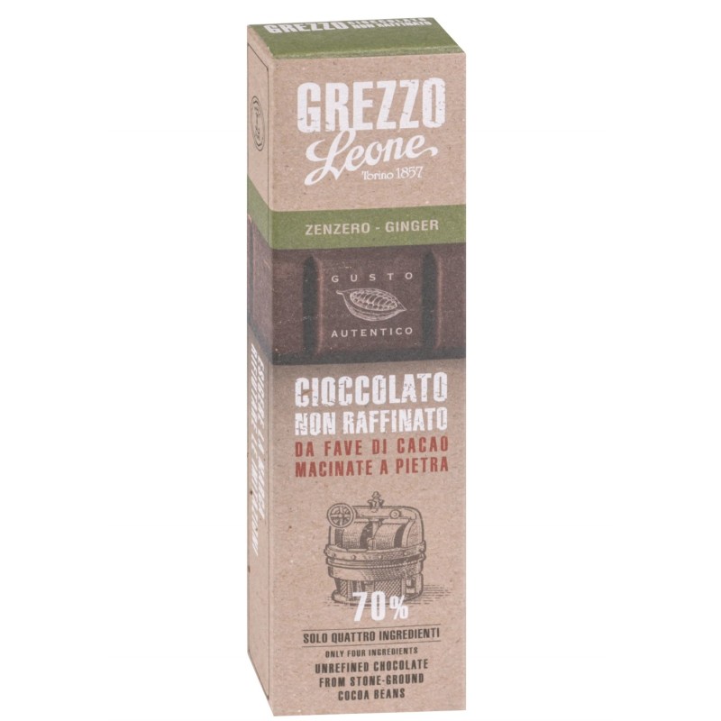 STECCA  DI CIOCCOLATO GREZZO FONDENTE 70% GUSTO ZENZERO  40 GR  1 PZ