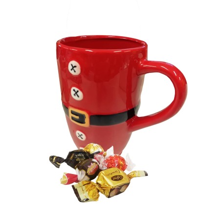 TAZZONE IN CERAMICA  'LA GIACCA DI BABBO' H 15 CM+ CIOCCOLATINI ASSORTITI 100 GR   1 PZ