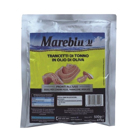 TONNO IN TRANCETTI ALL OLIO DI OLIVA MARE BLU  BUSTA ART.003774  GR 500 1 PZ