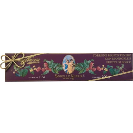 TORRONE BIANCO TENERO CON MANDORLE E FRUTTI DI BOSCO INCARTATO A MANO ART.3201  GR 200 1 PZ