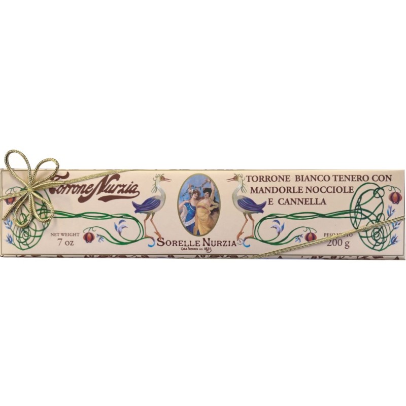 TORRONE BIANCO TENERO CON MANDORLE NOCCIOLE E CANNELLA  INCARTATO A MANO ART.3402  GR 200 1 PZ