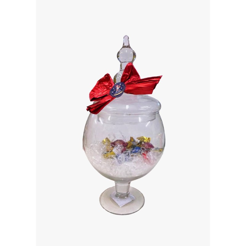 VASO IN VETRO C/TAPPO CM 32  + CIOCCOLATINI ASSORTITI  100 GR 1 PZ
