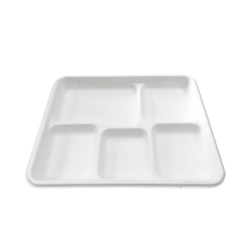 Vassoio 5 scomparti in cellulosa microonde 26x20x3   50 pz