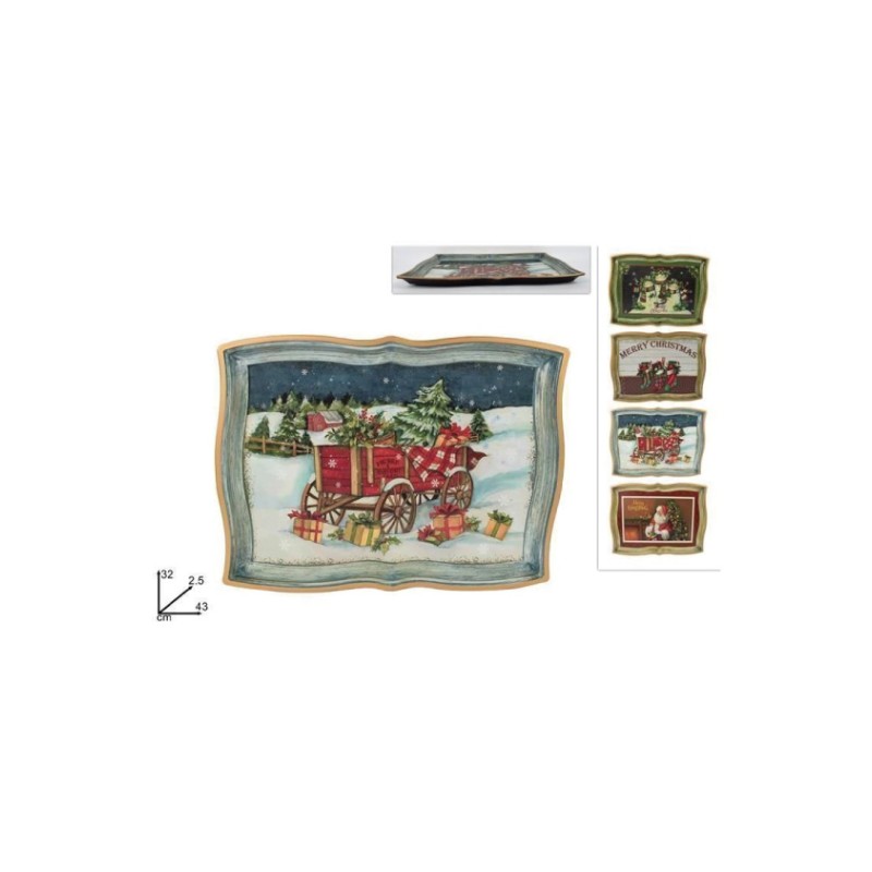 VASSOIO EFFETTO LEGNO NATALIZIO 30X40  1 PZ